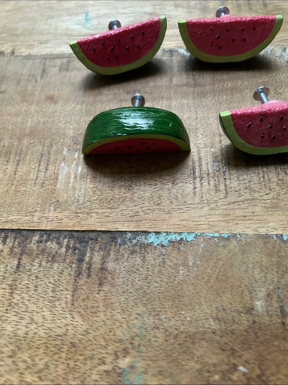 6 Watermelon Slice Cabinet Knob — Red and Green Decorative Drawer Pull NWOT